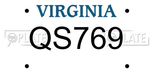QS769 Virginia License Plate