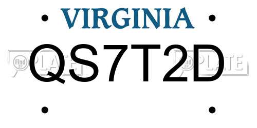QS7T2D Virginia License Plate