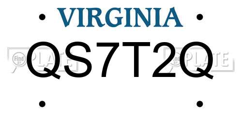 QS7T2Q Virginia License Plate