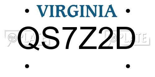 QS7Z2D Virginia License Plate