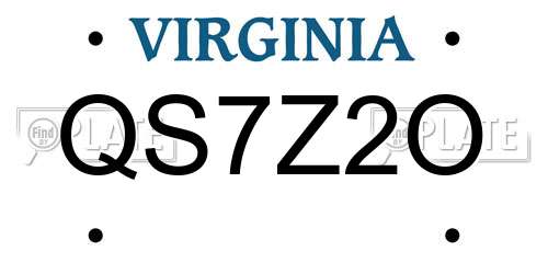QS7Z2O Virginia License Plate
