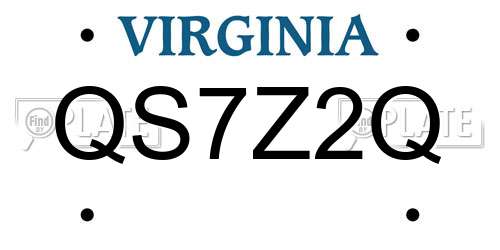 QS7Z2Q Virginia License Plate
