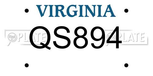 QS894 Virginia License Plate