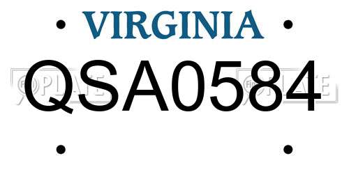 QSA0584 Virginia License Plate