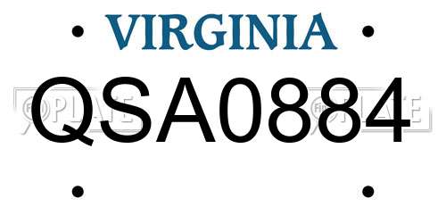 QSA0884 Virginia License Plate