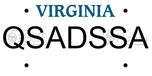 QSADSSA Virginia License Plate