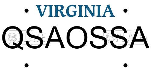 QSAOSSA Virginia License Plate