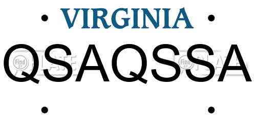 QSAQSSA Virginia License Plate
