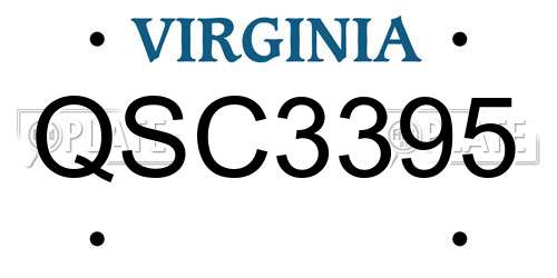 QSC3395 Virginia License Plate