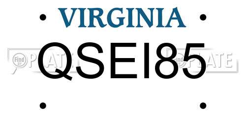 QSEI85 Virginia License Plate