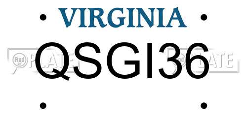 QSGI36 Virginia License Plate