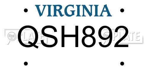 QSH892 Virginia License Plate