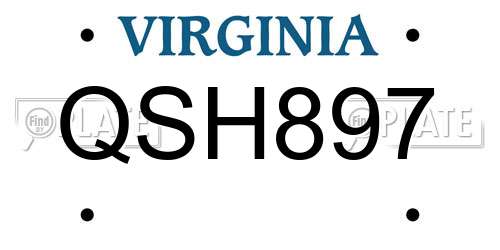 QSH897 Virginia License Plate