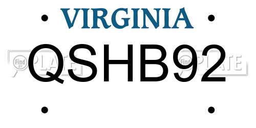 QSHB92 Virginia License Plate