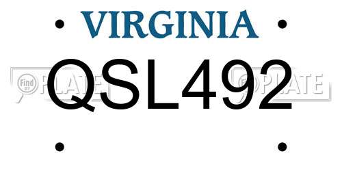 QSL492 Virginia License Plate