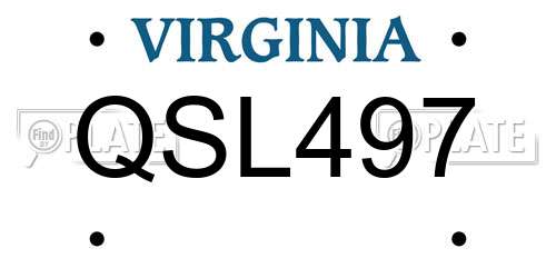 QSL497 Virginia License Plate