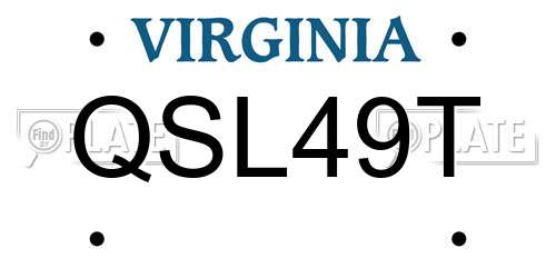 QSL49T Virginia License Plate