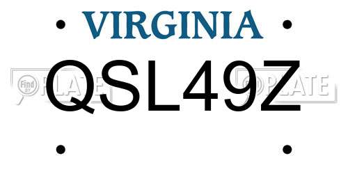 QSL49Z Virginia License Plate