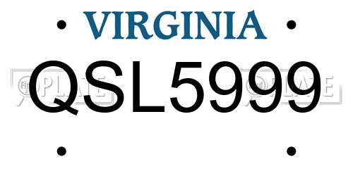 QSL5999 Virginia License Plate