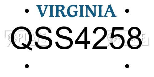 QSS4258 Virginia License Plate