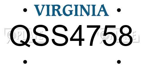 QSS4758 Virginia License Plate