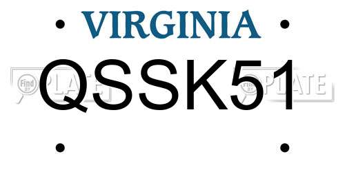 QSSK51 Virginia License Plate