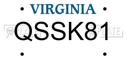 QSSK81 Virginia License Plate