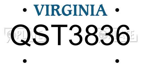 QST3836 Virginia License Plate