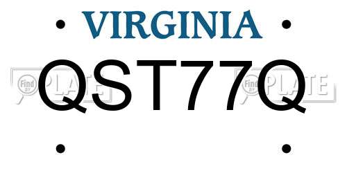 QST77Q Virginia License Plate