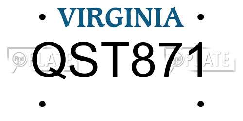 QST871 Virginia License Plate