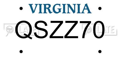 QSZZ70 Virginia License Plate