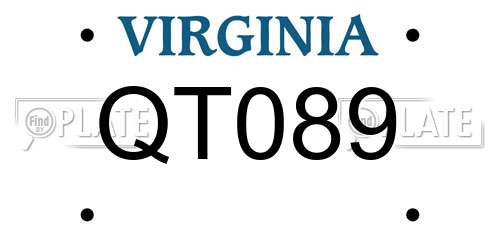 QT089 Virginia License Plate