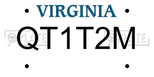 QT1T2M Virginia License Plate