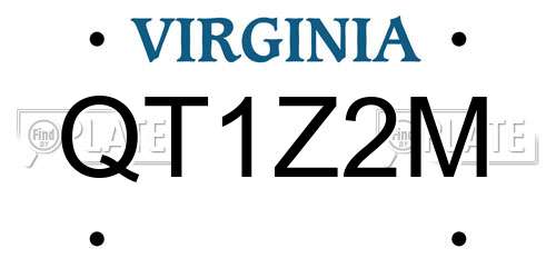 QT1Z2M Virginia License Plate