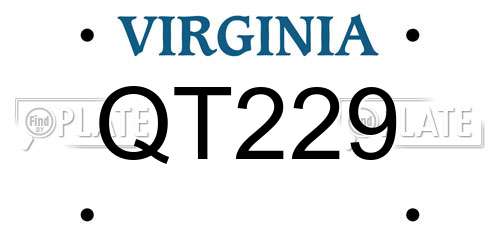 QT229 Virginia License Plate