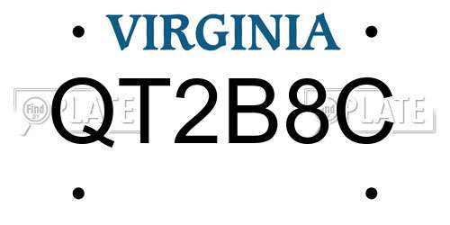 QT2B8C Virginia License Plate