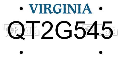 QT2G545 Virginia License Plate