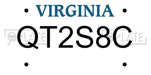QT2S8C Virginia License Plate
