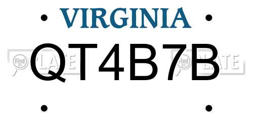 QT4B7B Virginia License Plate