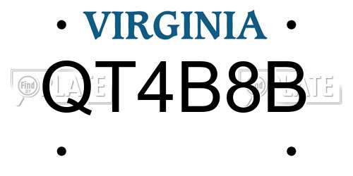 QT4B8B Virginia License Plate