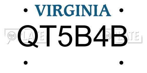 QT5B4B Virginia License Plate