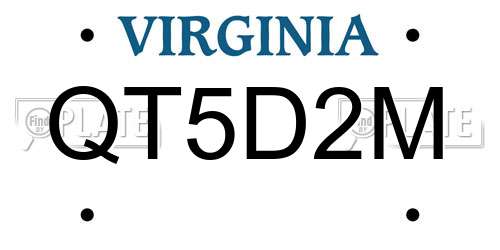 QT5D2M Virginia License Plate