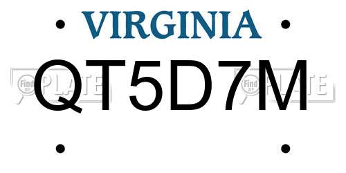 QT5D7M Virginia License Plate