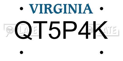 QT5P4K Virginia License Plate