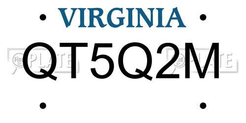 QT5Q2M Virginia License Plate