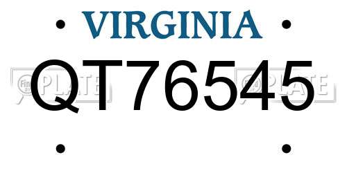 QT76545 Virginia License Plate