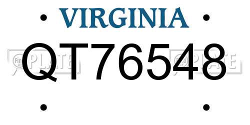 QT76548 Virginia License Plate
