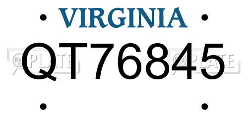 QT76845 Virginia License Plate