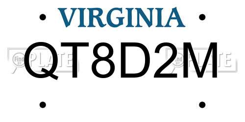 QT8D2M Virginia License Plate