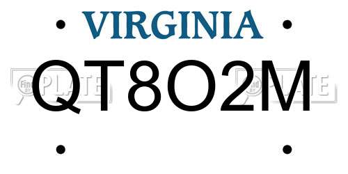 QT8O2M Virginia License Plate